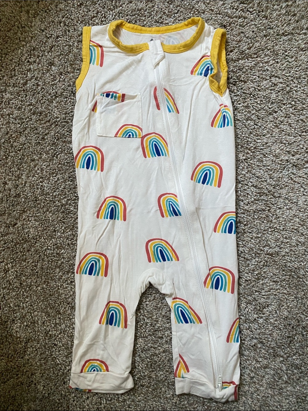 Kyte BABY sleeveless zip romper rainbow print